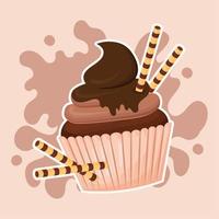 cioccolato Cupcake gustoso vettore