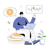 un' maneggevole piatto illustrazione di crypto commercio vettore