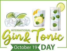 internazionale Gin e Tonico giorno logo design vettore