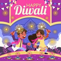 bambini celebrare Diwali giorno vettore