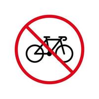 bicicletta ciclo bandire nero silhouette icona. bicicletta parcheggio proibito pittogramma. bicicletta gara rosso fermare cerchio simbolo. no permesso bicicletta strada cartello. bicicletta proibito. isolato vettore illustrazione.
