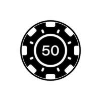 giocare gioco patata fritta glifo pittogramma. patata fritta poker casinò nero silhouette icona. fortuna successo fortunato vegas cartello. gioco d'azzardo piatto simbolo. moneta per giocare casinò roulette ruota.isolata vettore illustrazione.