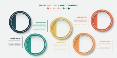 Infografica modello nel cerchio design con il colore di un' parte di il cerchio design vettore