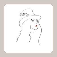 vettore elegante originale disegnato a mano grafica ritratto con bellissimo giovane attraente ragazza nel il cappello. modello per design. moda, stile, bellezza . grafico, schizzo disegno. sexy donna