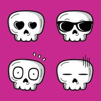 vettore illustrazione di carino kawaii cranio emoji