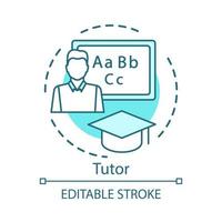 precettore concetto icona. privato insegnante idea magro linea illustrazione. corsi addestramento. educatore, scuola personale. straniero linguaggio tutore, filologo. vettore isolato schema disegno. modificabile ictus