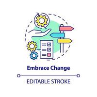 abbraccio modificare concetto icona. Aperto per nuovo idee. efficace stakeholder gestione astratto idea magro linea illustrazione. isolato schema disegno. modificabile ictus. vettore