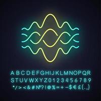 astratto fluido sovrapposizione onde neon leggero icona. musica, melodia ritmo. digitale onda sonora, fluente forma d'onda. raggiante cartello con alfabeto, numeri e simboli. vettore isolato illustrazione