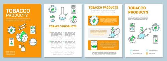 layout del modello dell'industria del tabacco. volantino, opuscolo, stampa di volantini con illustrazioni lineari. attrezzature per fumatori, prodotti. layout di pagine vettoriali per riviste, relazioni annuali, manifesti pubblicitari