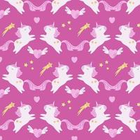 carino unicorno cuore stella senza soluzione di continuità, piastrellabile modello su rosa sfondo. disegno per bambini Abiti, magliette, tessuti o confezione vettore