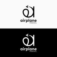 lettera un' alfabeto monogramma stile viaggio mezzi di trasporto aereo carta logo modello vettore