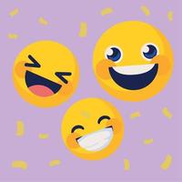 impostato di contento emoji vettore