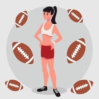 femmina con americano calcio palle vettore