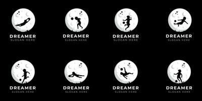 bambino sognare logo design illustrazione collezione - sognare illustrazione - raggiungere sognare - bandiera icona vettore