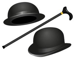 Due cappelli e canna su bianca sfondo vettore