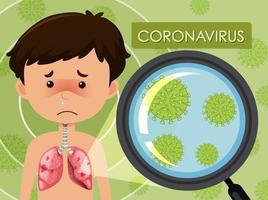 diagramma che mostra le cellule covid-19 ingrandite vettore