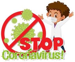 medico accanto alle parole "'stop coronavirus' ' vettore