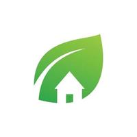 verde natura foglia Casa logo design vettore