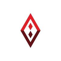 rosso diamante carta logo design vettore