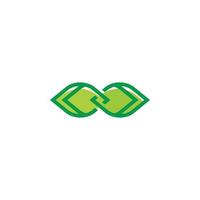 infinito verde foglia logo design vettore