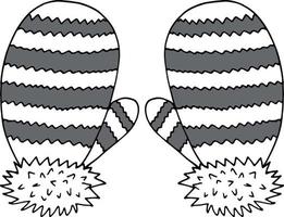 guanti con strisce. mano disegnato scarabocchio icona. , scandinavo, nordico, minimalismo, monocromo. inverno capi di abbigliamento caldo a maglia paio Due vettore