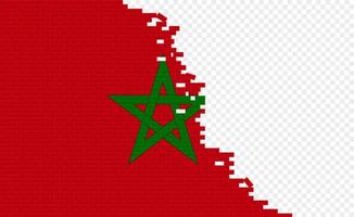 Marocco bandiera su rotto mattone parete. vuoto bandiera campo di un altro nazione. nazione confronto. facile la modifica e vettore nel gruppi.