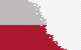 Polonia bandiera su rotto mattone parete. vuoto bandiera campo di un altro nazione. nazione confronto. facile la modifica e vettore nel gruppi.