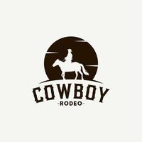 Vintage ▾ retrò cowboy equitazione cavallo silhouette logo design illustrazione vettore