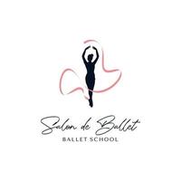 ballerina con rosa nastro logo design modello vettore