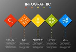 Infografica modello con il Immagine di 5 rettangoli vettore