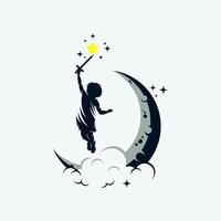 raggiungere sogni logo con Luna simbolo vettore