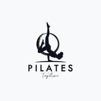 allenatore pilates donna silhouette creativo vettore logo design