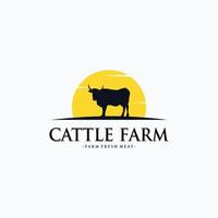 azienda agricola logo design concetto mucca azienda agricola vettore
