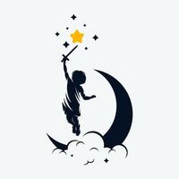 raggiungere sogni logo con Luna simbolo vettore