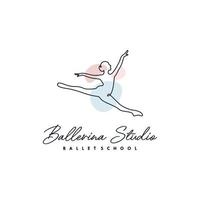 linea arte ballerina logo design modello vettore