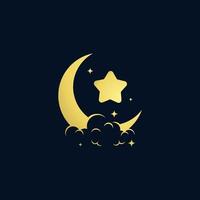 elegante mezzaluna Luna e stella logo design vettore