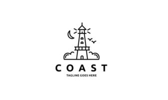 costa, trave, faro logo design vettore