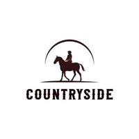 cowboy equitazione cavallo silhouette logo vettore