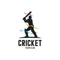 cricket giocatore silhouette logo design vettore