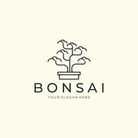 linea arte Bonsai minimalista stile logo vettore design icona modello illustrazione