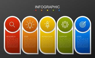 Infografica modello con il Immagine di 5 rettangoli vettore