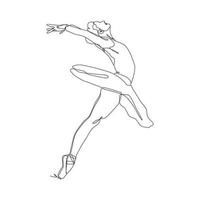 continuo linea illustrazione di balletto ballerino vettore