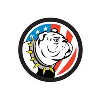 bulldog testa Stati Uniti d'America bandiera cerchio cartone animato vettore