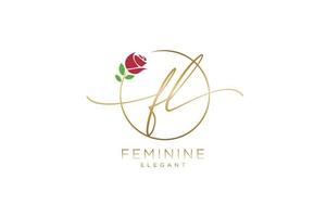 iniziale fl femminile logo bellezza monogramma e elegante logo disegno, grafia logo di iniziale firma, nozze, moda, floreale e botanico con creativo modello. vettore