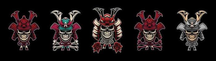 giapponese samurai maschera cranio vettore illustrazione