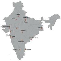 dettagliato carta geografica di il India vettore