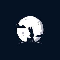 coniglio nel il Luna logo design vettore