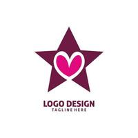 amore cuore stella logo design vettore