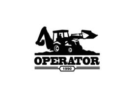 vettore logo escavatore retroescavatore per società di costruzioni. illustrazione vettoriale del modello di attrezzature pesanti per il tuo marchio.