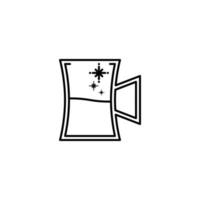 birra stein bicchiere icona con freddo acqua su bianca sfondo. semplice, linea, silhouette e pulito stile. nero e bianca. adatto per simbolo, cartello, icona o logo vettore